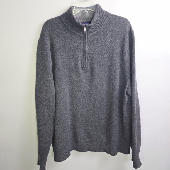 Patagonia Sweater Men's XL Recycled Cashmere Wool 1/4 Zip Charcoal Heathered - Picture 1 of 9
